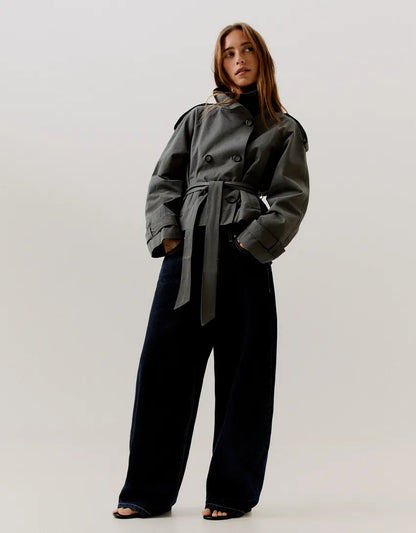 Funnel Neck Trench Jacket